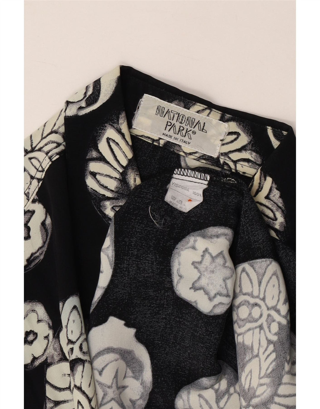 VINTAGE Cămașă Bărbați Mare Neagră Floral Viscoză