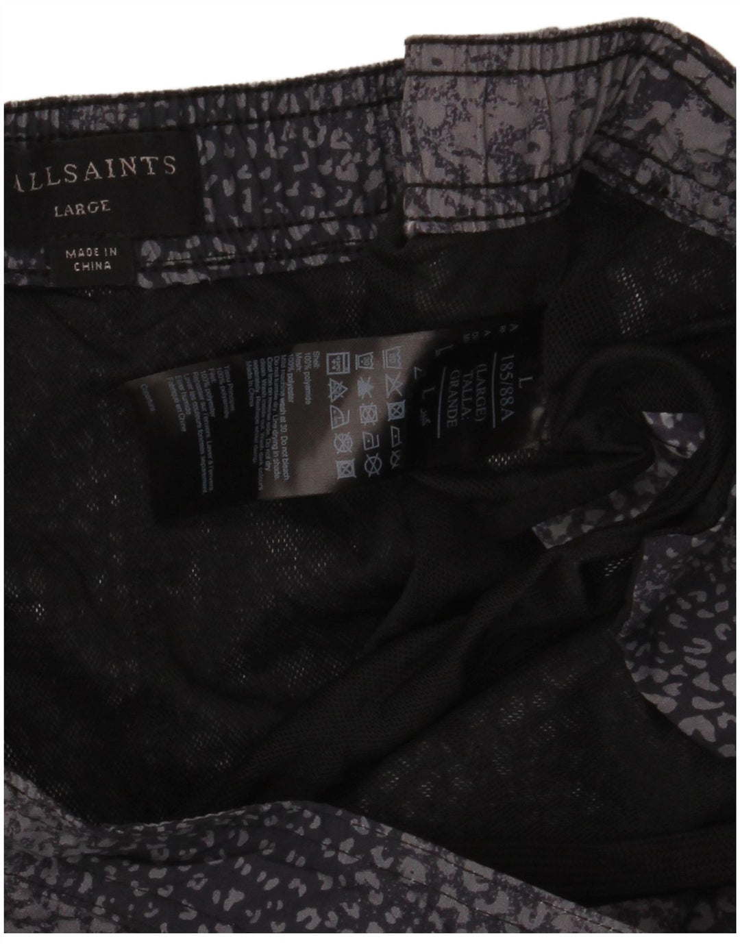 All Saints Pantaloni scurți de înot pentru bărbați, mari, negru, poliamidă cu imprimeu animal