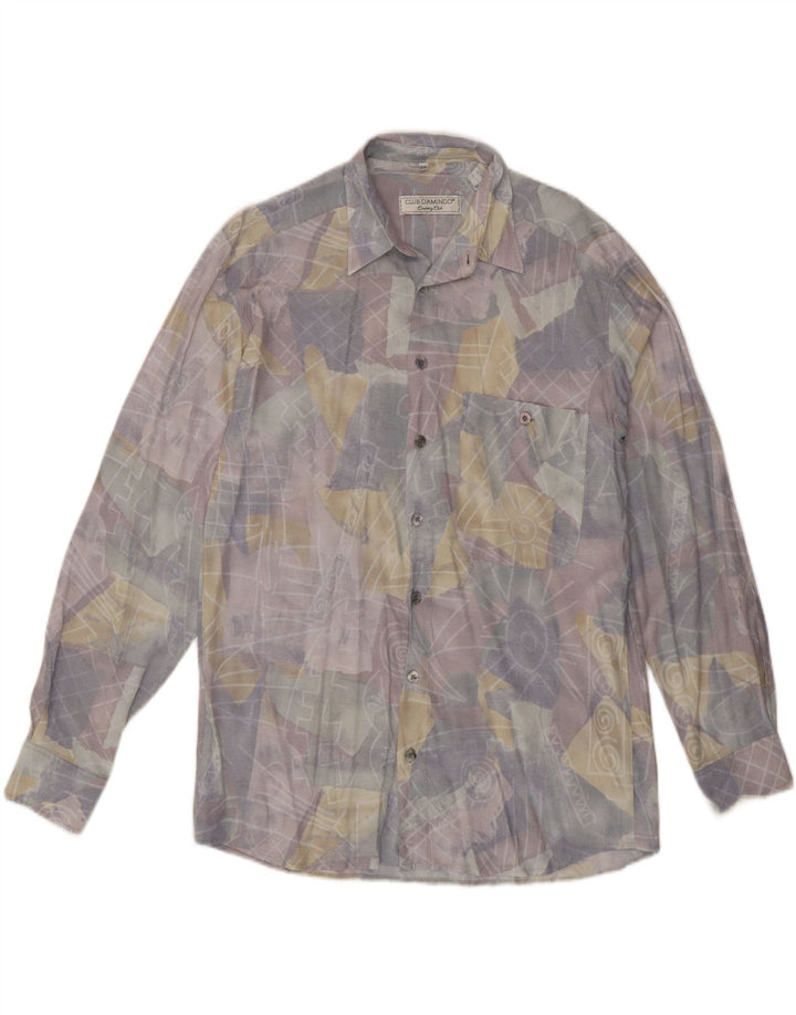 CLUB D'AMINGO Mens Abstract Pattern Shirt Size 39/40 Medium Multicoloured Vintage Club D'Amingo and Second-Hand Club D'Amingo from Messina Hembry 