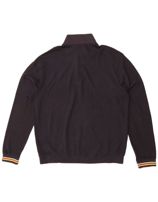 Pulover pentru bărbați Farah, cu croială modernă, cu buton și gât, bumbac bleumarin 2XL