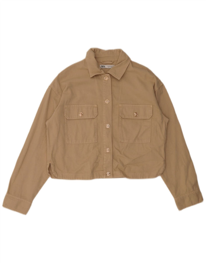 Jachetă bomber oversized pentru femei Zara UK 10 mic, bej, bumbac