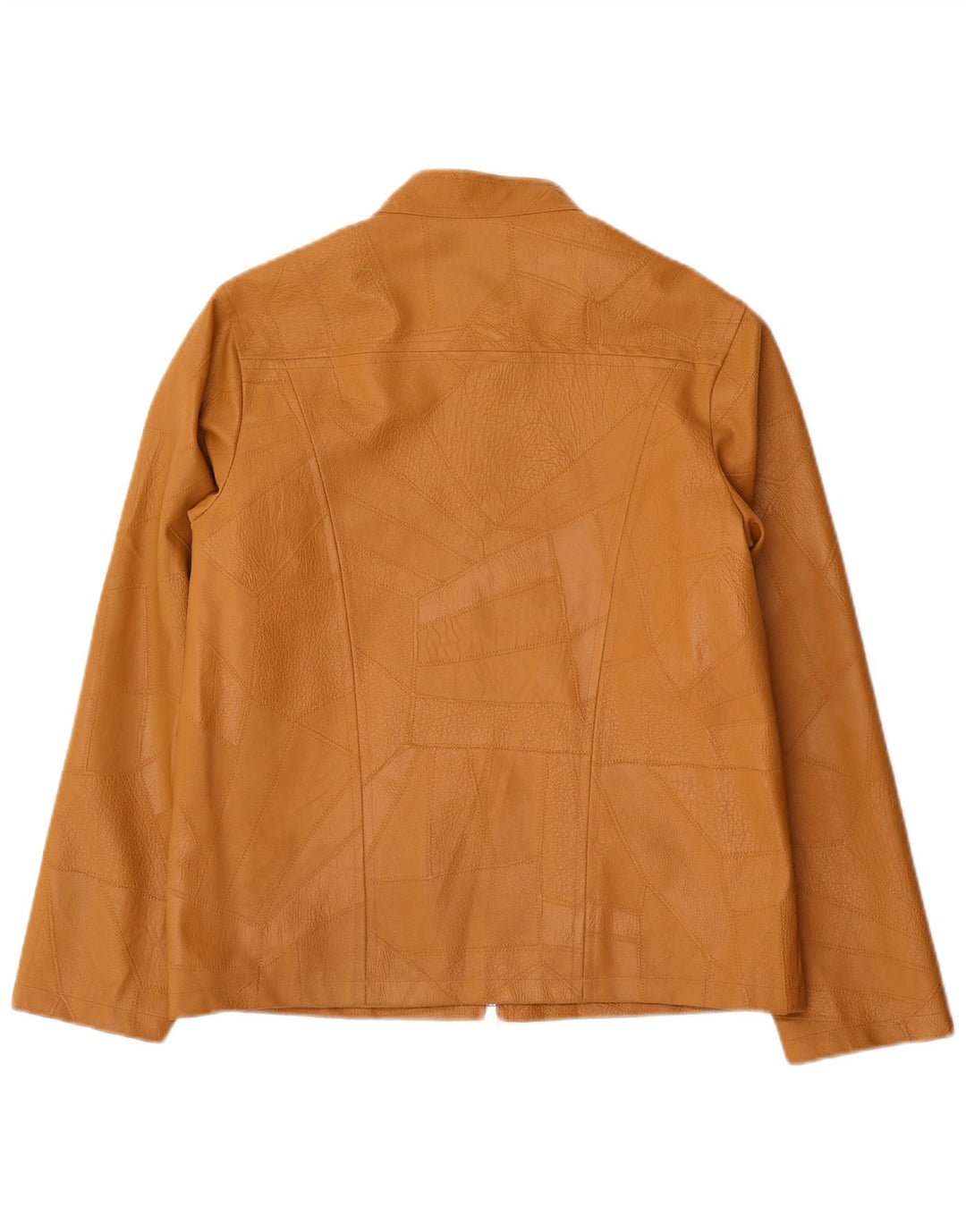 Jachetă din piele artificială vintage pentru femei UK 14, mare, bej, mozaic, polivinil