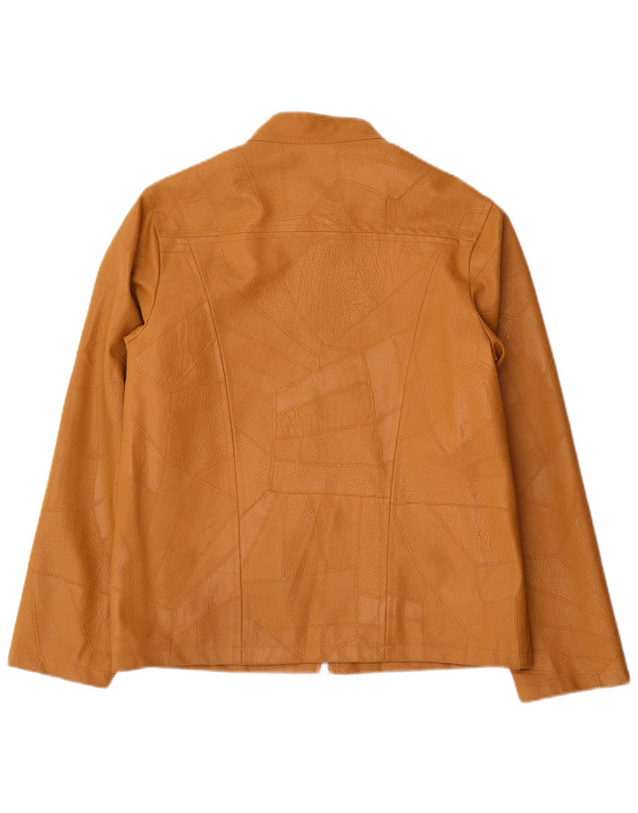 Jachetă din piele artificială vintage pentru femei UK 14, mare, bej, mozaic, polivinil