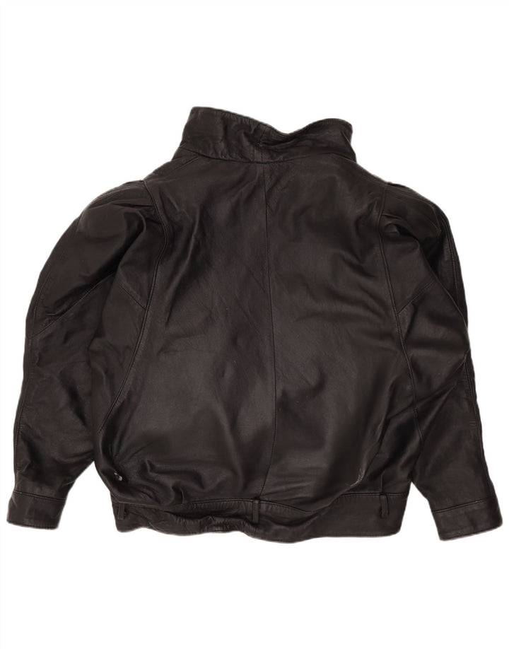 Jachetă de piele supradimensionată pentru femei VINTAGE UK 14 Medium Black