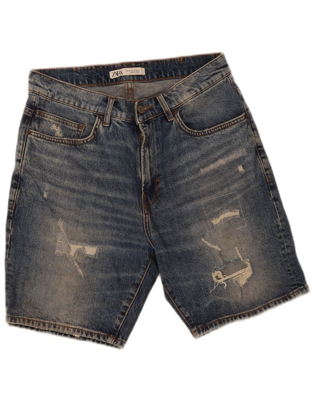 Pantaloni scurți din denim învechit pentru bărbați Zara EU 40 Medium W31 Bumbac albastru