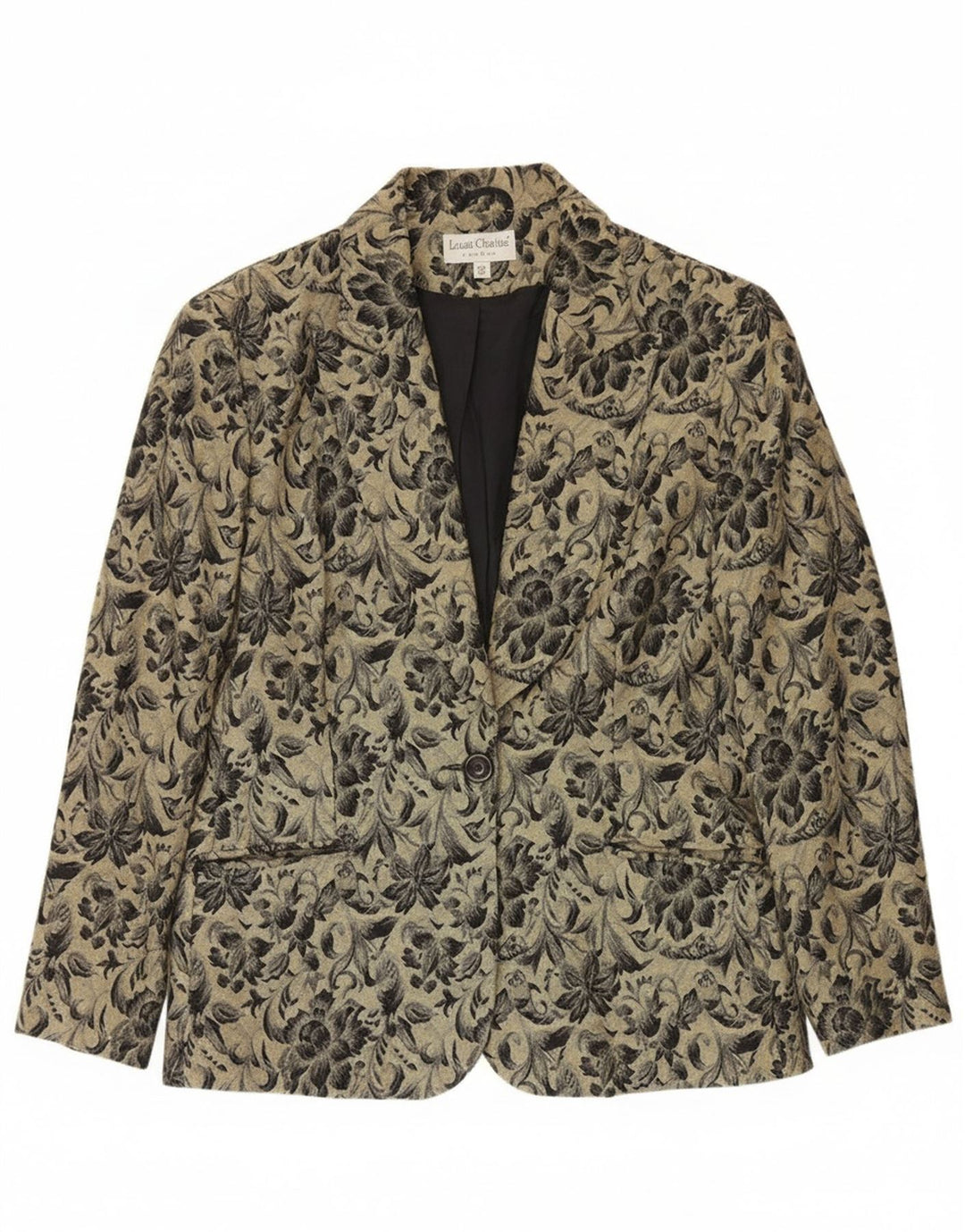 LOUIS CHARLES Womens 1 Button Blazer Jacket UK 14 Medium Khaki Floral