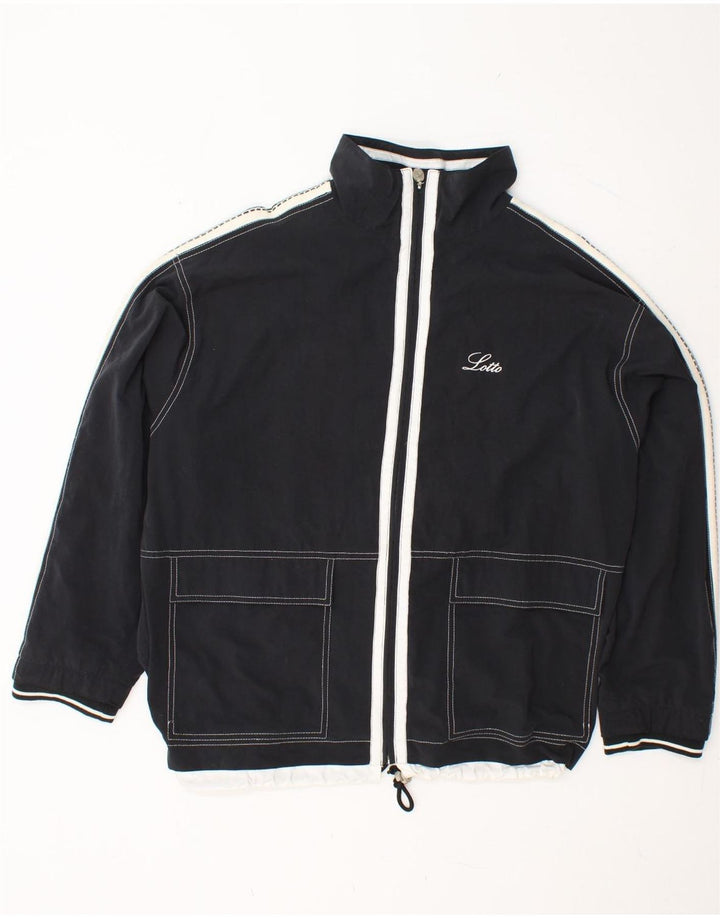 LOTTO Womens Oversized Tracksuit Top Jacket UK 16 Large  Black Colourblock
