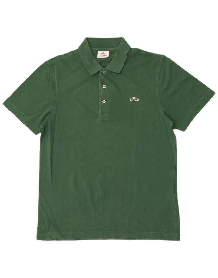 Tricou polo Lacoste pentru bărbați, mărimea 4, bumbac verde mediu