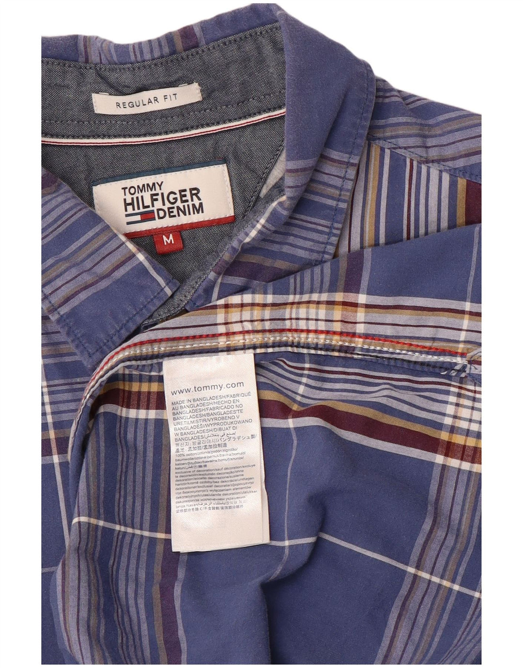 Cămașă pentru bărbați Tommy Hilfiger, cu ajustare normală, din bumbac cu carouri albastru mediu