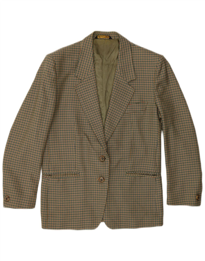 Jachetă Blazer Vintage pentru femei cu 2 nasturi UK 14 Medium Khaki Houndstooth