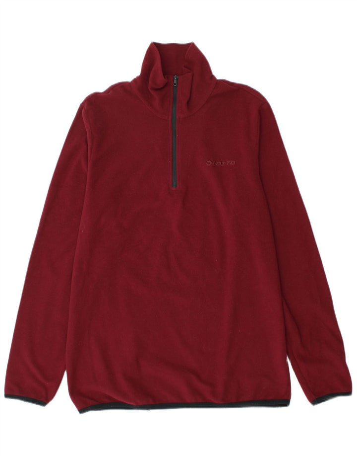 Pulover din lână pentru bărbați Lotto, cu fermoar și gât, poliester burgundă mediu