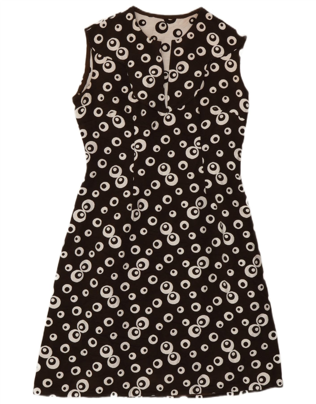 Rochie A-Line fără mâneci cu model abstract pentru femei UK 8 Maro mic