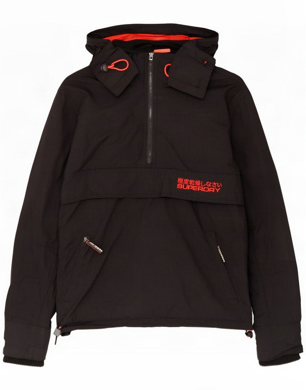 Superdry Mens The Windcagoule Graphic Hooded Rain Jacket UK 40 Large Black
