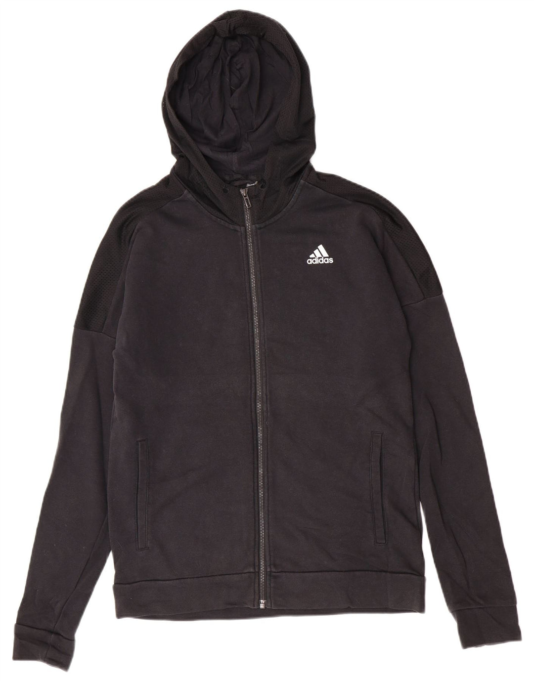 Pulover Adidas pentru bărbați, cu fermoar, bumbac mediu negru