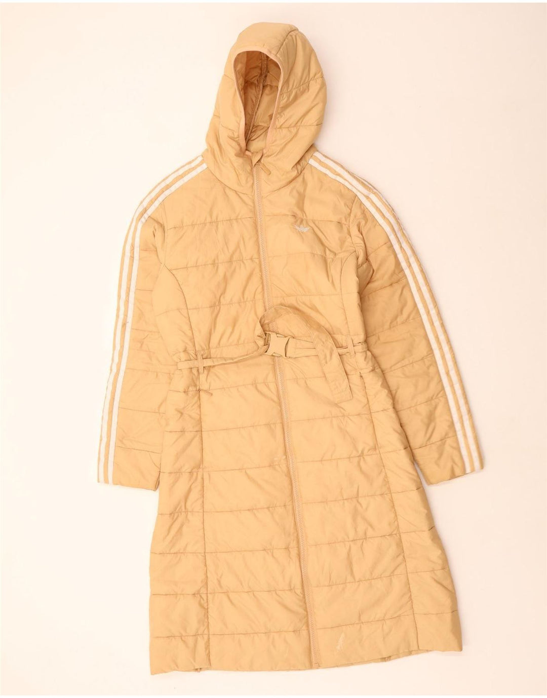 Palton căptușit cu glugă Adidas pentru femei UK 10 Mic, bej, poliester