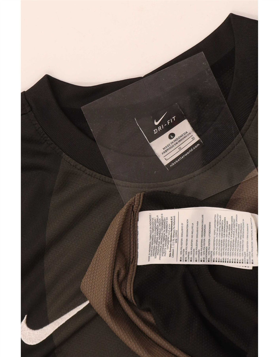 Top grafic Nike Dri Fit pentru bărbați cu mânecă lungă, mare, negru, poliester