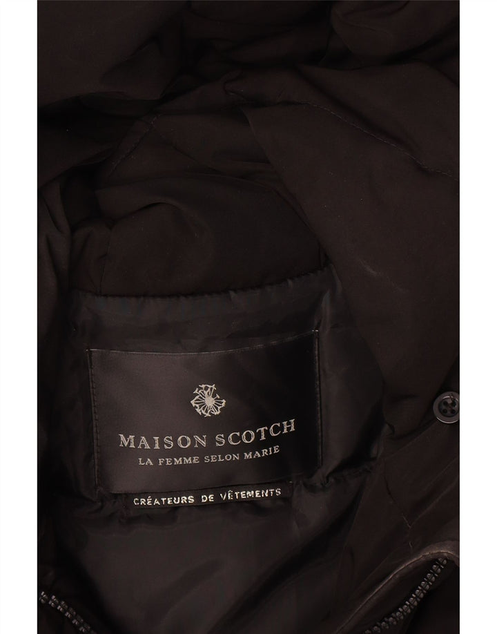 Maison Scotch haină căptușită cu glugă pentru femei UK 14 Poliester mediu negru