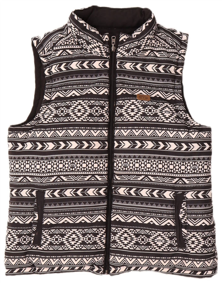 ANIMAL Womens Reversible Padded Gilet UK 12 Medium  Black Geometric