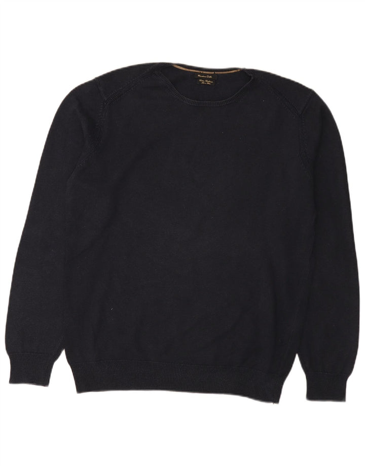 Pulover Massimo Dutti pentru bărbați, cu gât crew, bumbac mare, albastru bleumarin