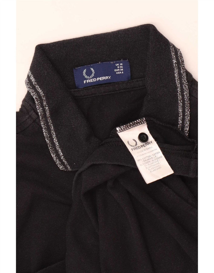 Fred Perry Tricou Polo Femei UK 10 Mic Negru Bumbac