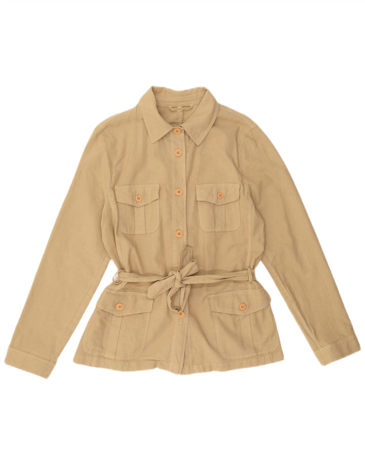 VINTAGE Womens Utility Jacket UK 18 XL Beige Cotton
