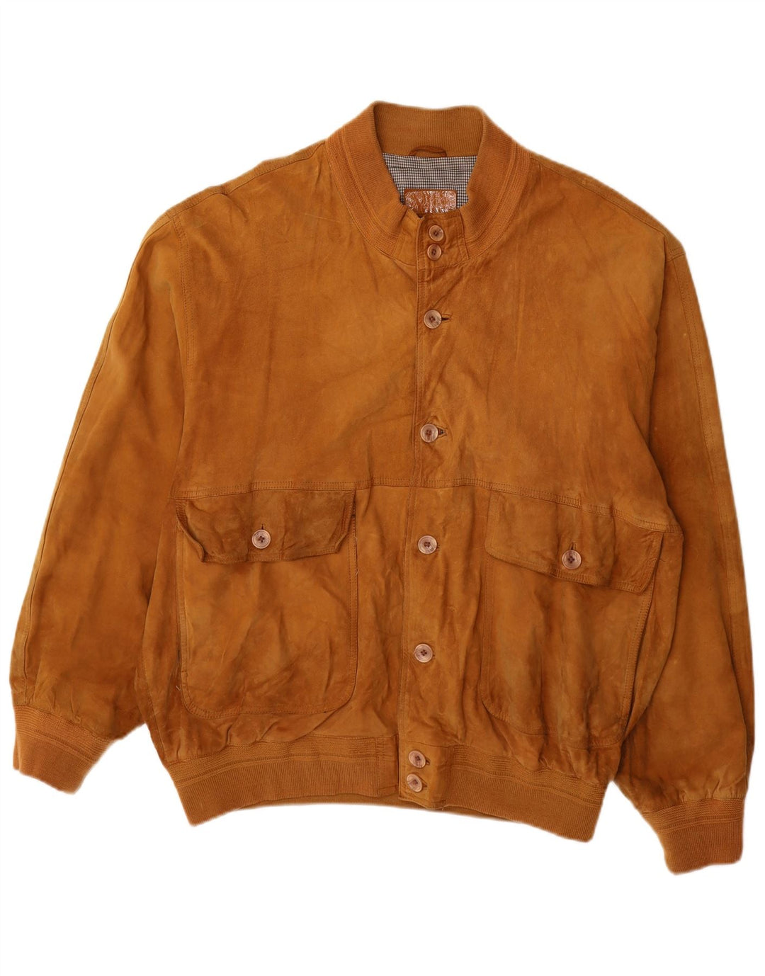 Bomber vintage pentru bărbați din piele intoarsa UK 42 XL din piele maro