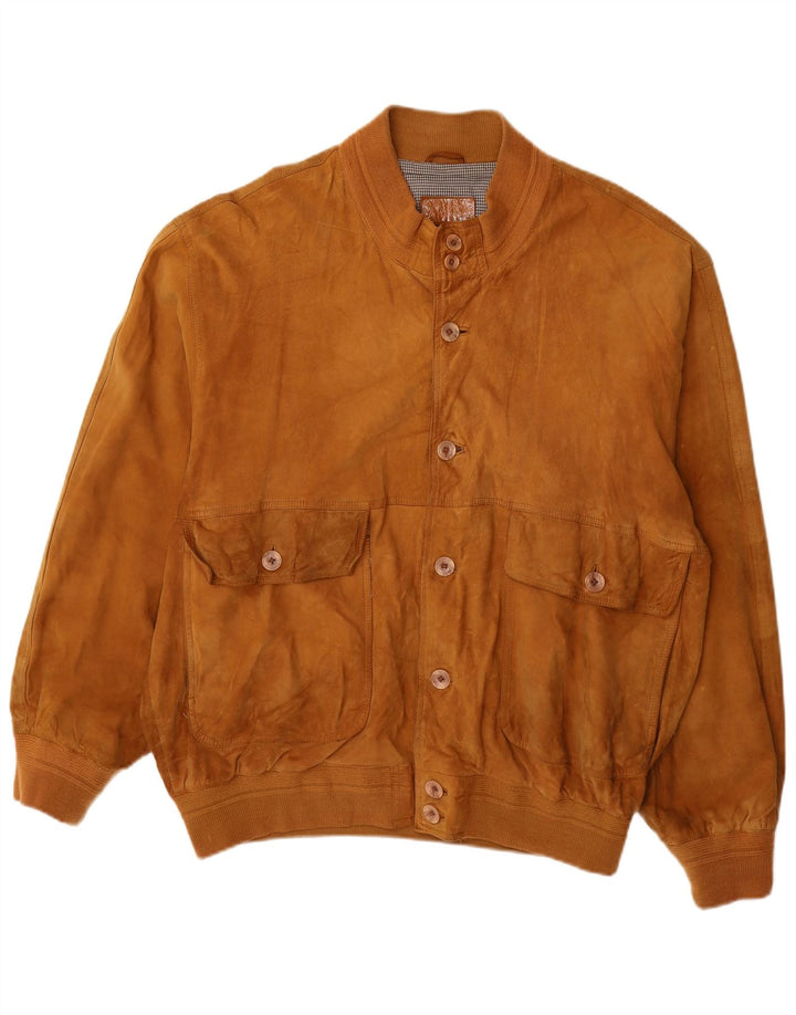 Bomber vintage pentru bărbați din piele intoarsa UK 42 XL din piele maro