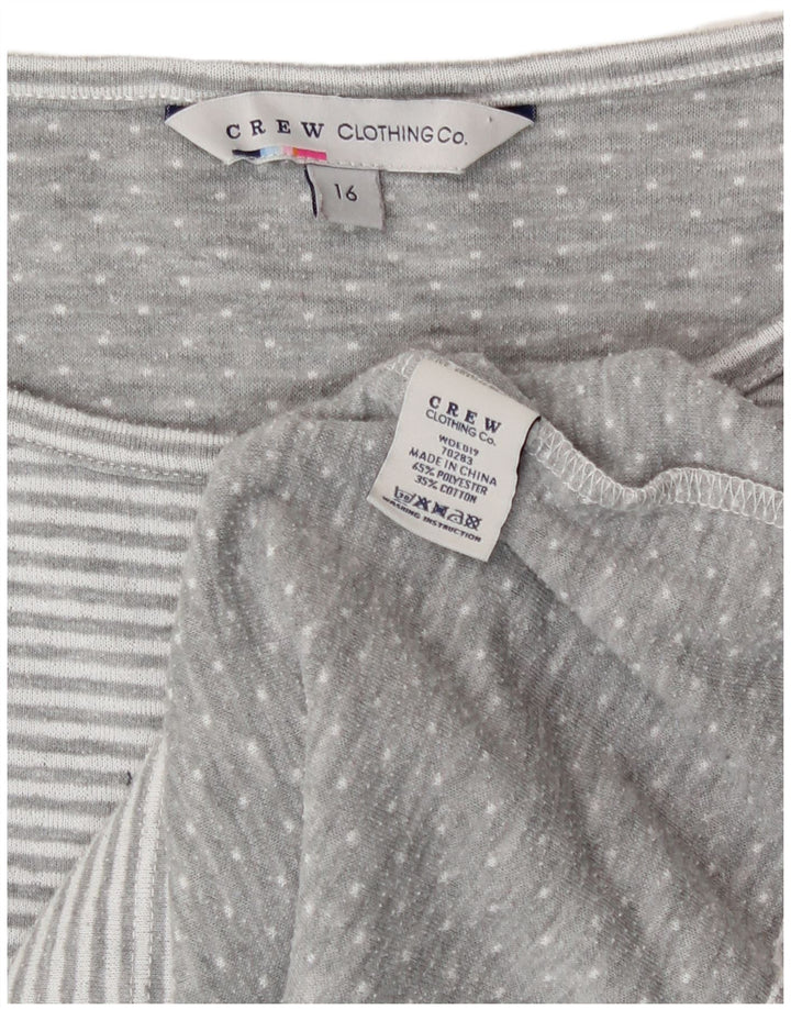 Crew Clothing Femei Top mânecă 3/4 UK 16 Mare Poliester cu dungi gri