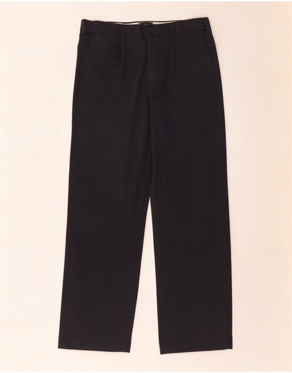 Marks & Spencer Mens Straight Chino Trousers W34 L31 Navy Blue Cotton