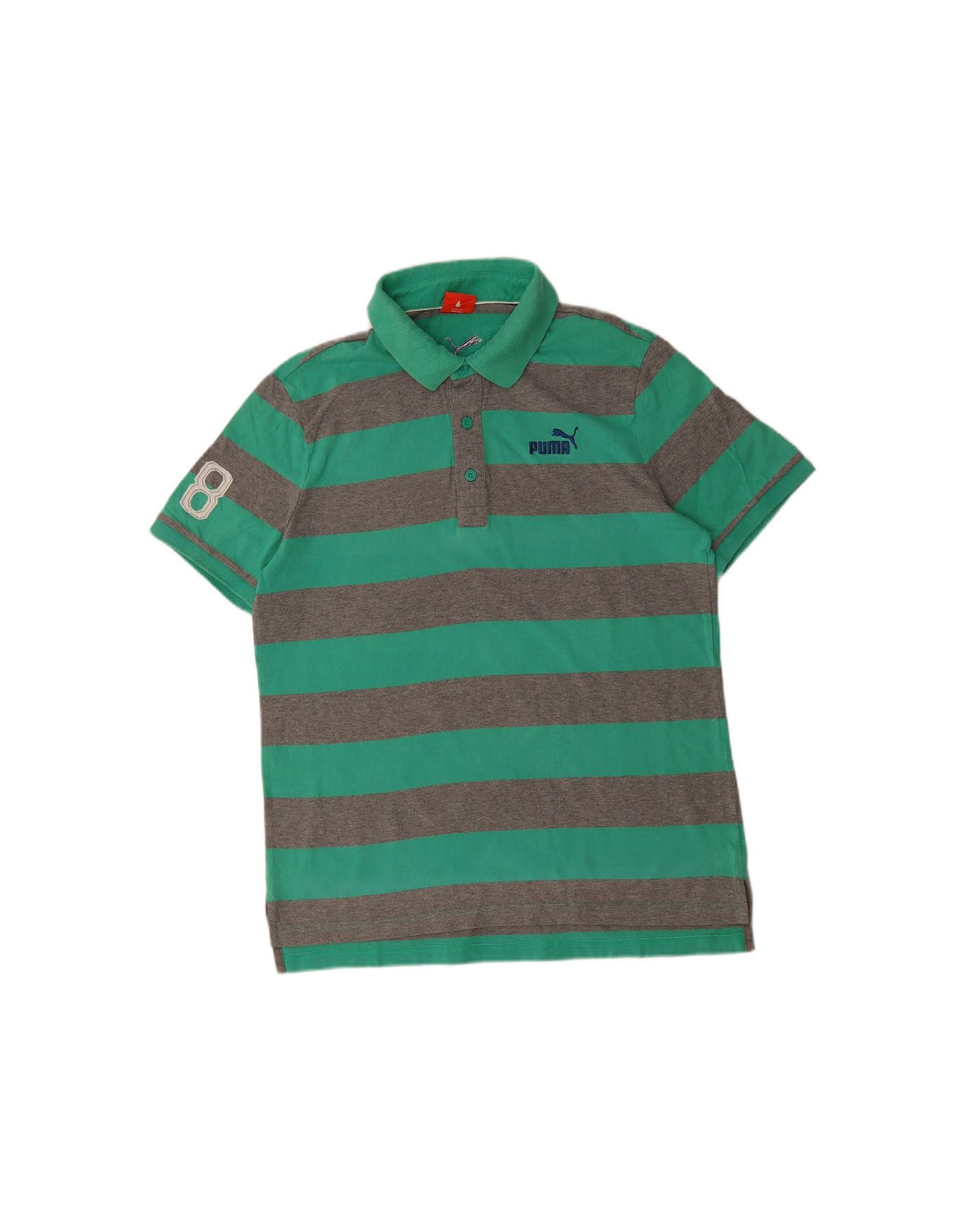 PUMA Mens Polo Shirt Large Green Striped