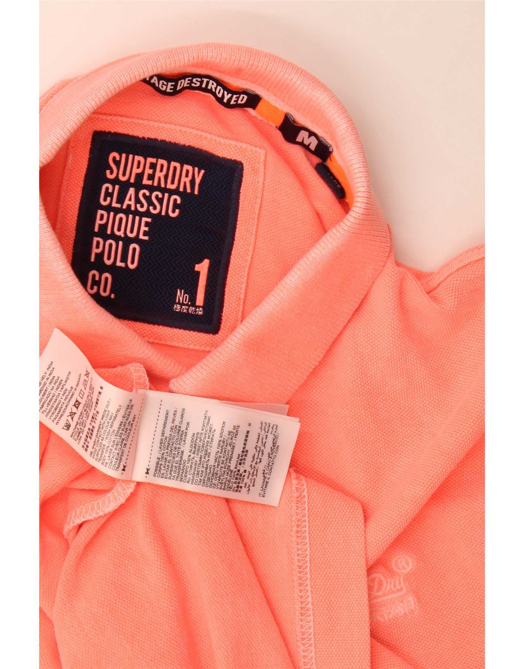Tricou polo pentru bărbați Superdry, bumbac roz mediu