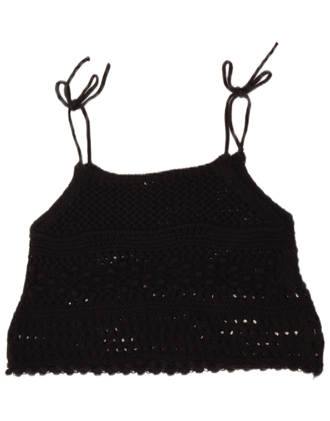 Top crochet fără mâneci Zara pentru femei UK 12 Medium Black
