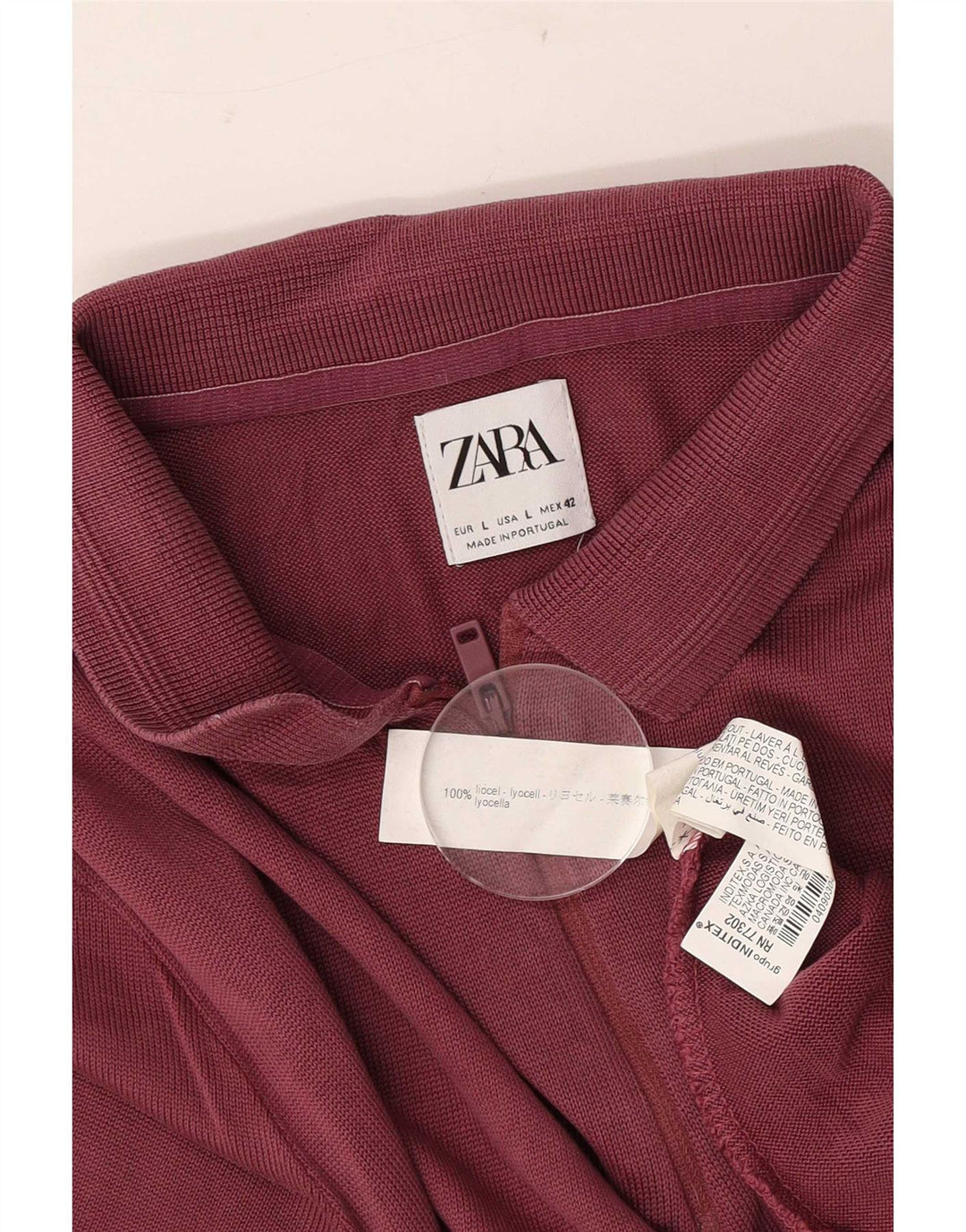 Cămașă polo pentru bărbați Zara, lyocell burgundy mare