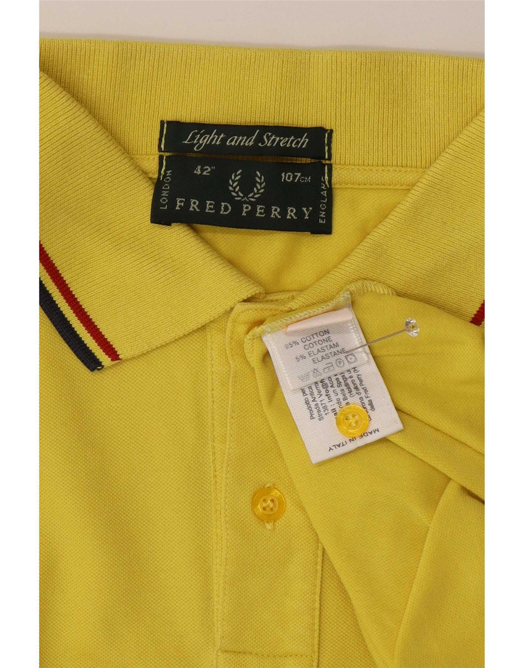 Cămașă polo Fred Perry pentru bărbați, bumbac cu dungi galbene medii
