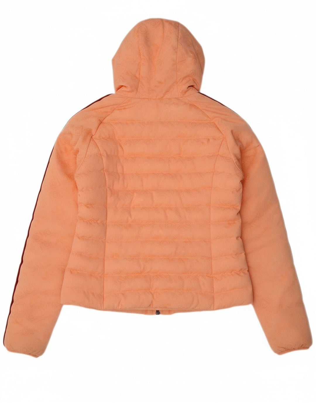 ADIDAS Womens Hooded Padded Jacket UK 12 Medium Orange Polyester Sports