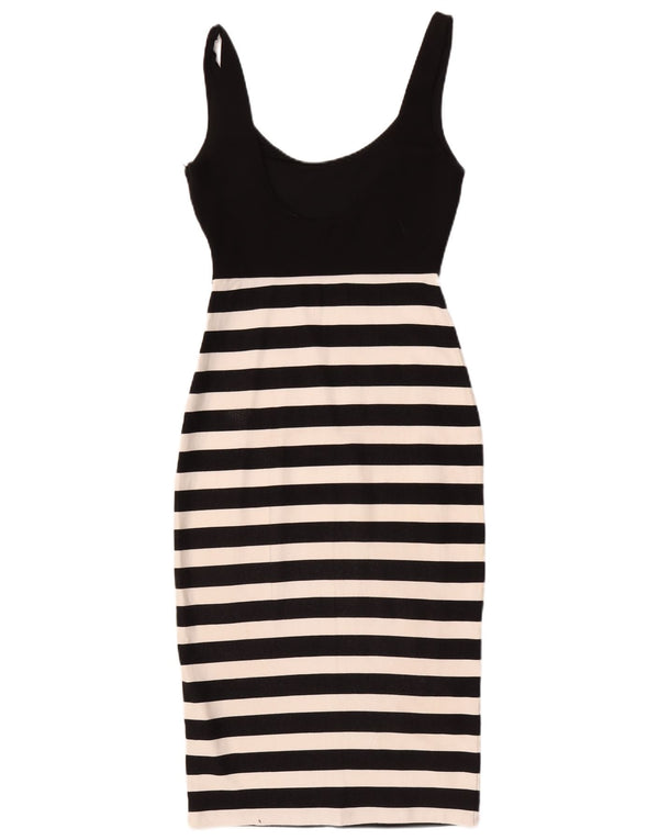 Zara Womens Trafaluc Sleeveless Bodycon Dress UK 12 Medium Black Striped
