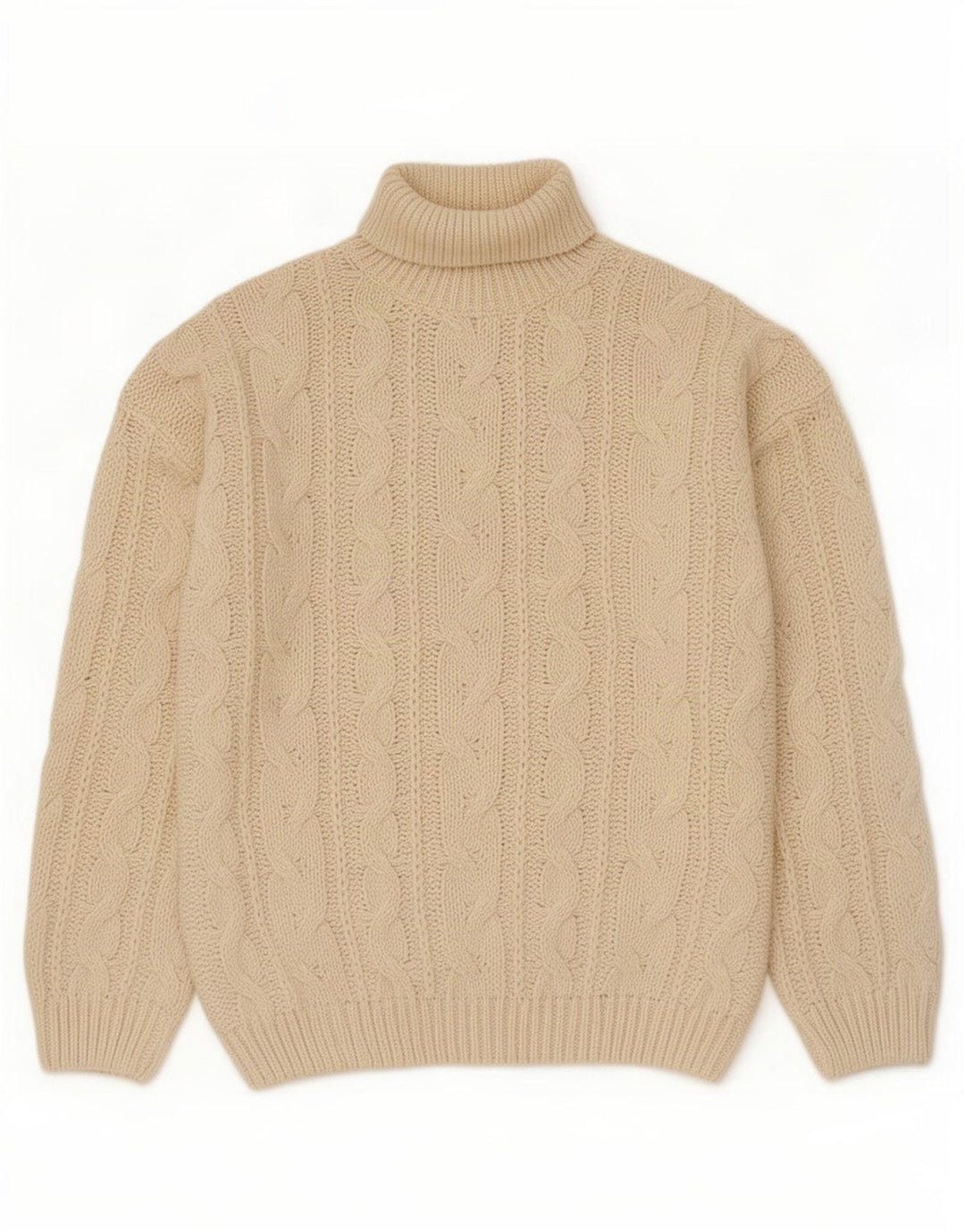 Pulover vintage pentru bărbați cu gât rulat XL poliacrilic alb