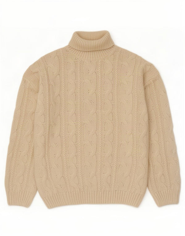 Pulover vintage pentru bărbați cu gât rulat XL poliacrilic alb