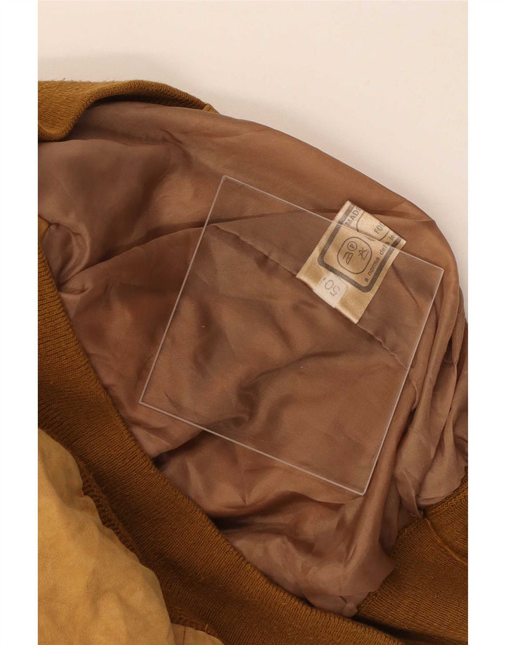 Bomber vintage pentru bărbați din piele intoarsa IT 50 mare din piele bej