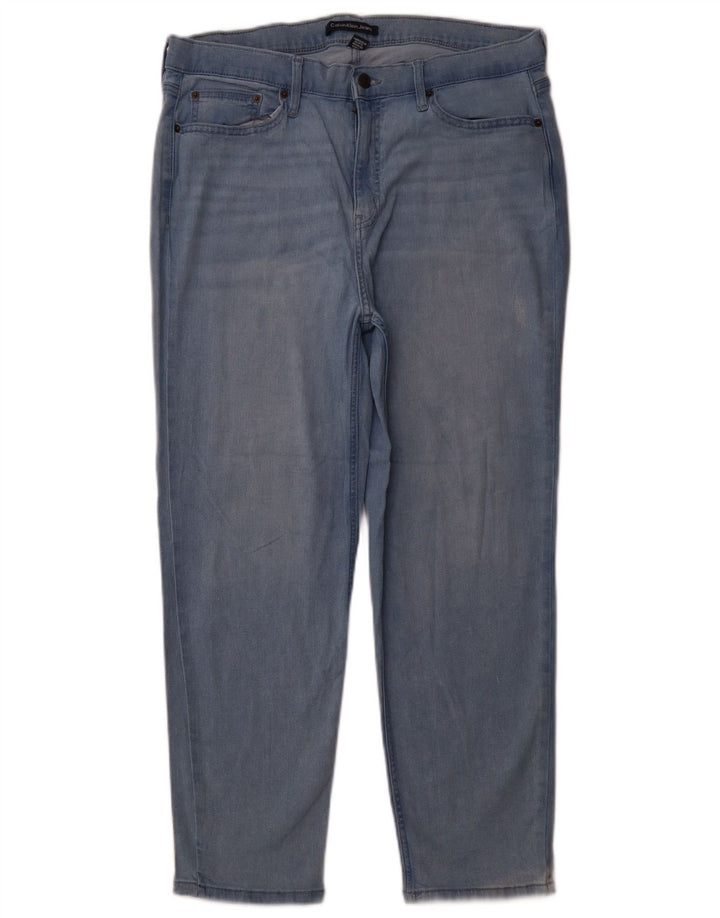 Calvin Klein Blugi Crop Slim pentru femei US 16 Large W33 L26 Blue Bumbac