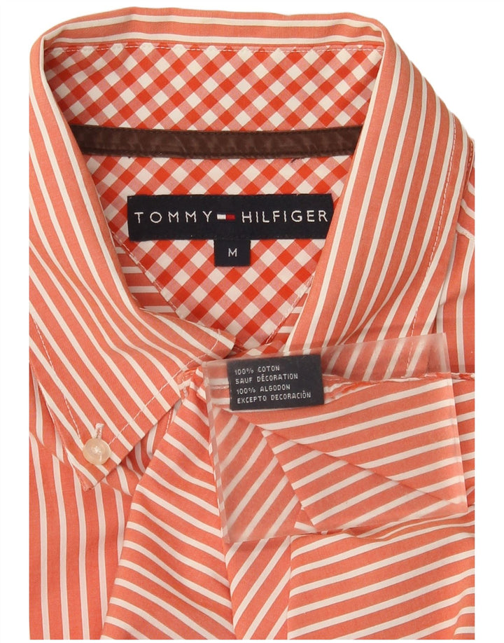 Cămașă Tommy Hilfiger pentru bărbați, bumbac cu dungi portocalii medii