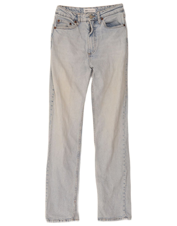 Blugi drepti pentru femei Zara EU 36 XS W26 L30 Albastru