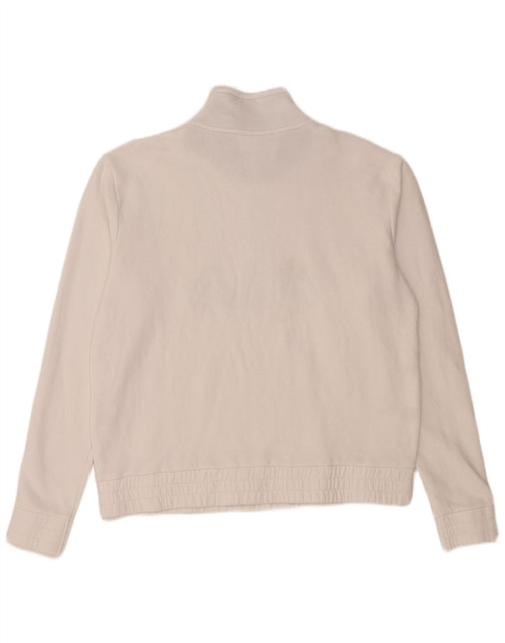 Pulover pentru femei FILA, cu grafic, cu fermoar, cu gât, UK 16, mare, alb, bumbac