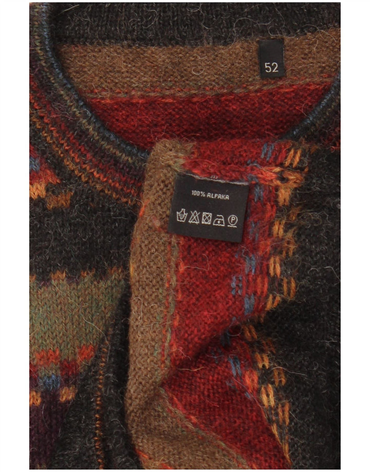 Pulover vintage pentru bărbați cu gât roșu IT 52 cu dungi mari, multicolore