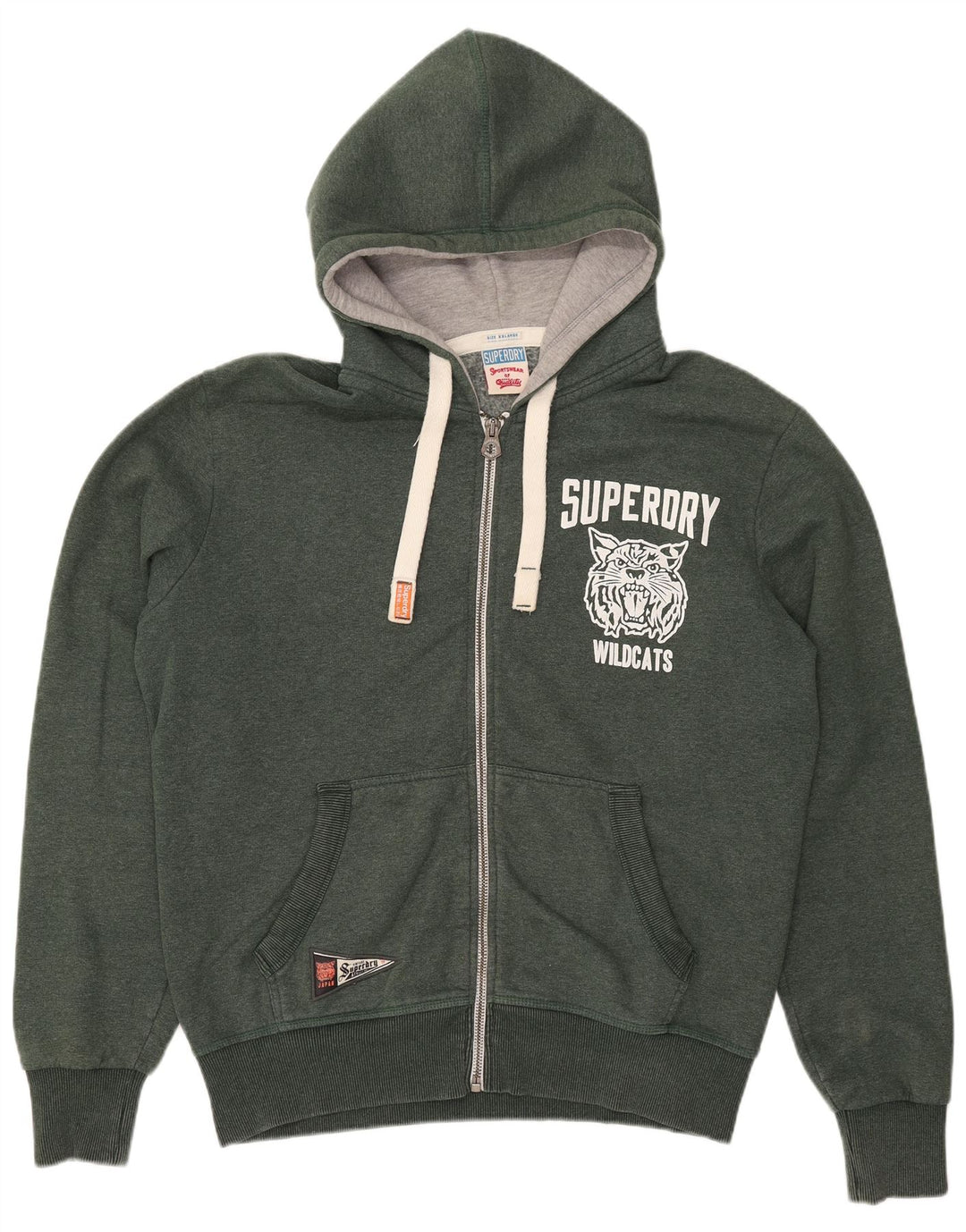 SUPERDRY Pulover cu glugă cu fermoar grafic pentru bărbați, poliester kaki 2XL
