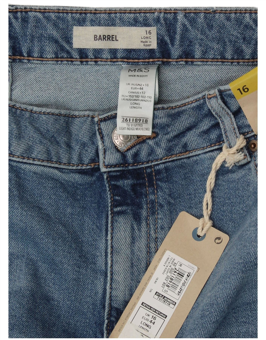 MARKS & SPENCER Blugi cu talie înaltă pentru femei, UK 16 Large W34 L28 Blue