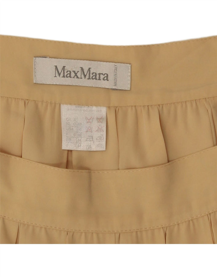 Max Mara Fusta Midi Pliată pentru Damă UK 14 Medium W30 Poliester Bej