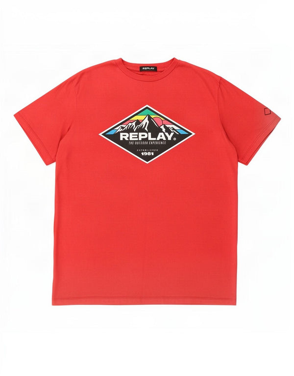 Tricou grafic pentru bărbați Replay Top 2XL bumbac roșu