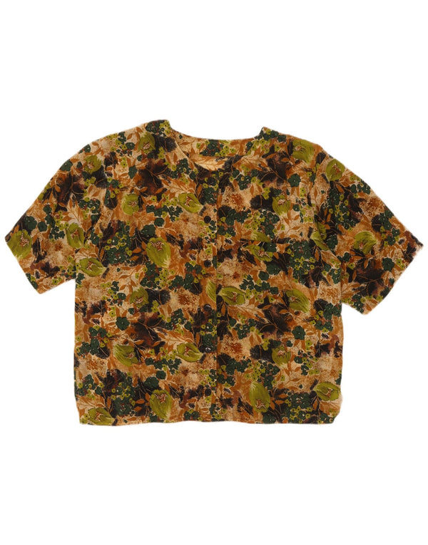 Bluză vintage cămașă cu mânecă scurtă pentru femei UK 14 mare, multicoloră, florală