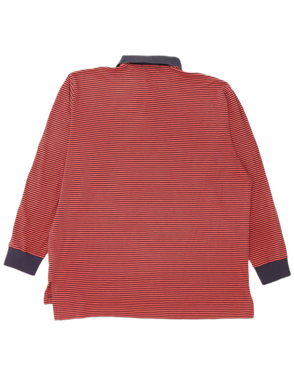 Polo Ralph Lauren pentru bărbați, tricou polo rugby cu mânecă lungă, bumbac roșu cu dungi
